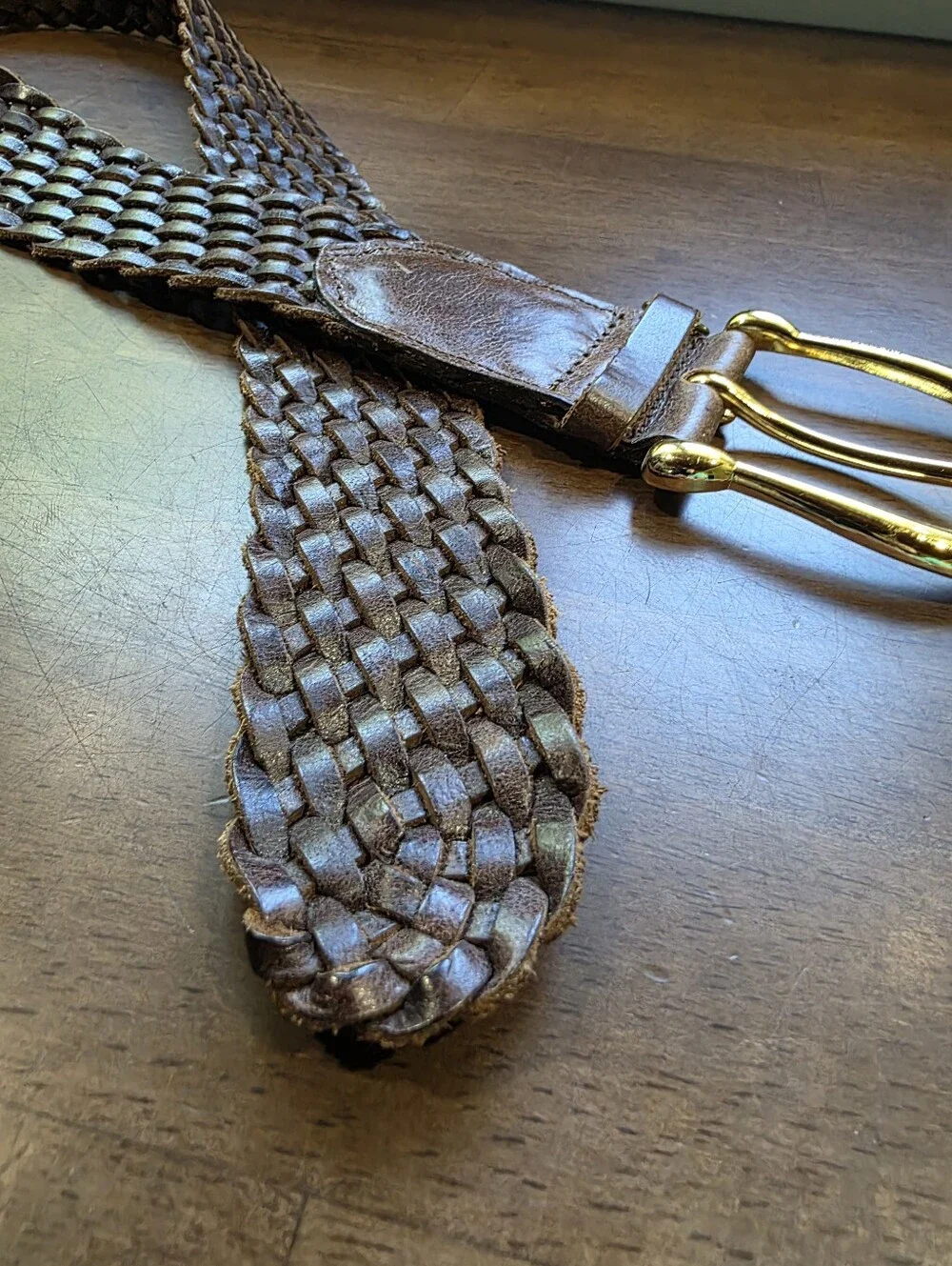 Michael Kors Braided Brown Belt with Gold Buckle Size Small